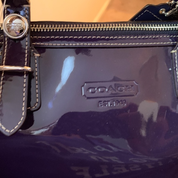 Coach Purple/Navy Patent Leather Satchel - Picture 4 of 7